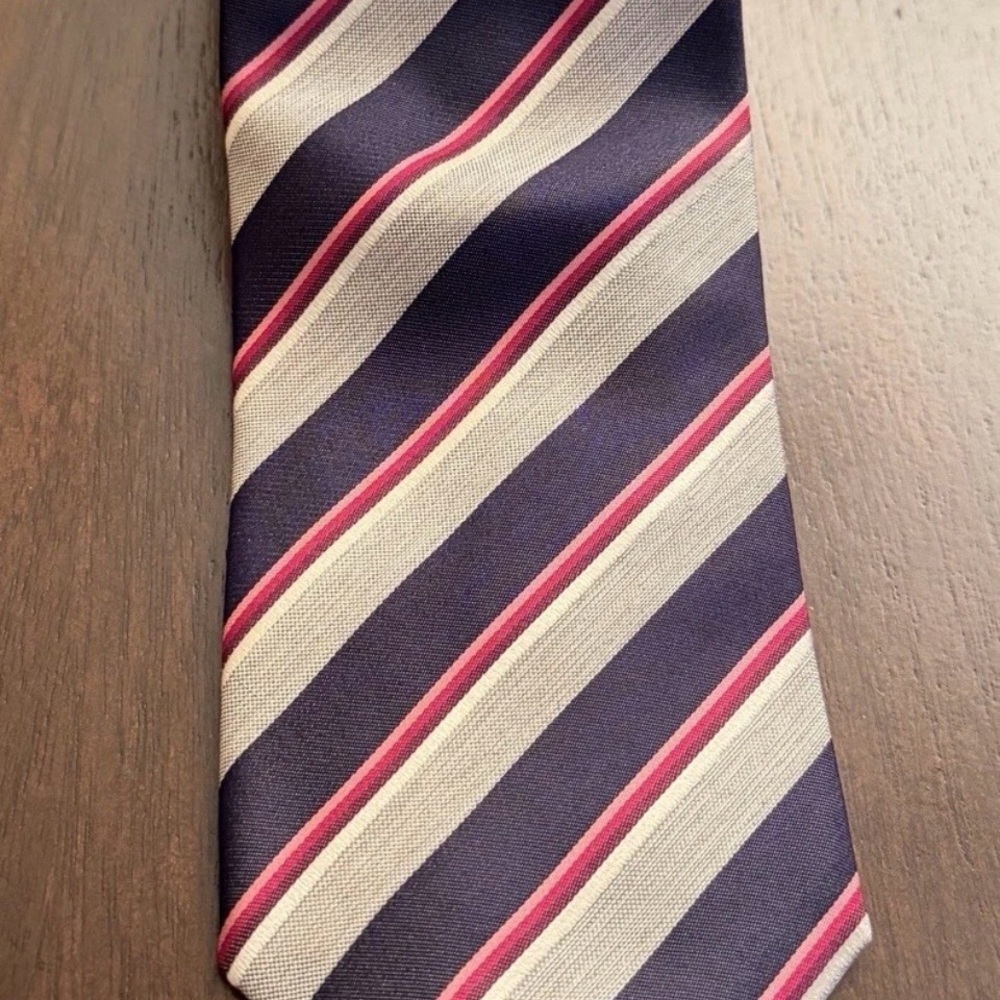 Hugo Boss Neck Tie 3” Navy, Gray , Pink Striped Navy and Pink Tie
